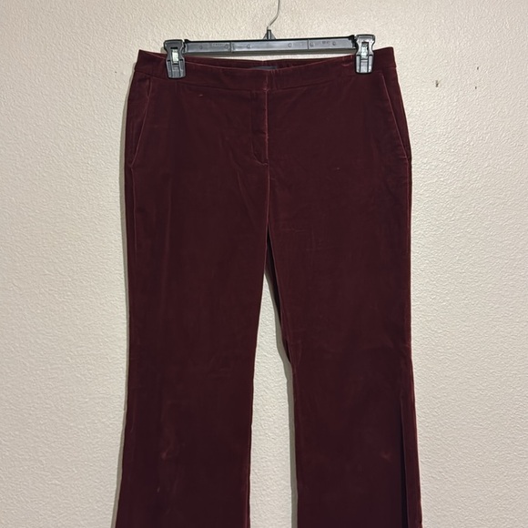 Theory Caroleena Velvet Pants Burgundy Velvet Wide Leg Pants - Picture 3 of 9